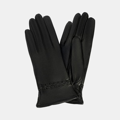 DESA - FY Siyah Kadın Örgülü Deri Eldiven