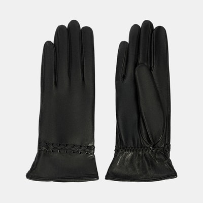 DESA - FY Siyah Kadın Örgülü Deri Eldiven