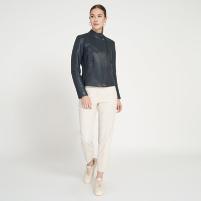 Destiny Lacivert Kadın Deri Ceket