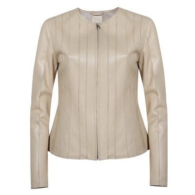 Deundria Kadın Fit Panelli Deri Ceket