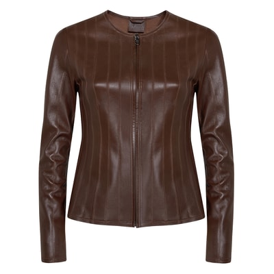 Deundria Kadın Fit Panelli Deri Ceket