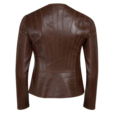 Deundria Kadın Fit Panelli Deri Ceket