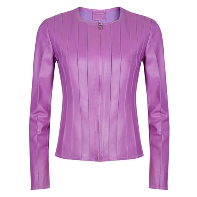 Deundria Mor Kadın Fit Panelli Deri Ceket