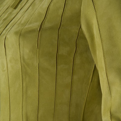 Deundria Yeşil Kadın Panelli Fit Süet Ceket