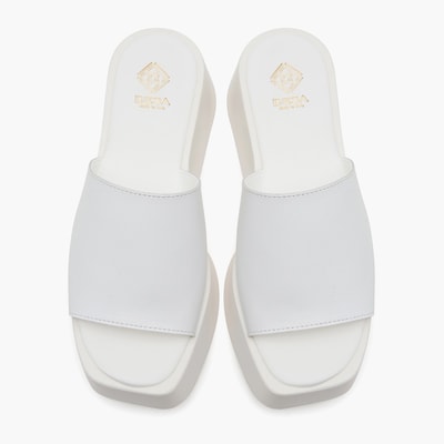 Edna Beyaz Kadın Deri Terlik