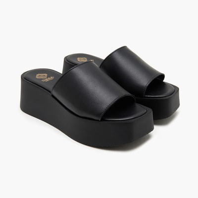 Edna Siyah Kadın Deri Terlik