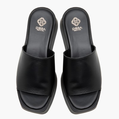 Edna Siyah Kadın Deri Terlik