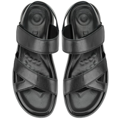 Erica Siyah Erkek Deri Sandalet