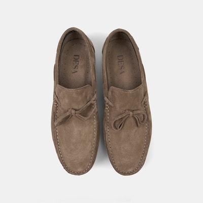 Erkek Bej Bağcık Detaylı Süet Loafer