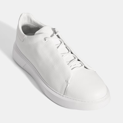 Erkek Beyaz Bağcıklı Deri Günlük Ayakkabı