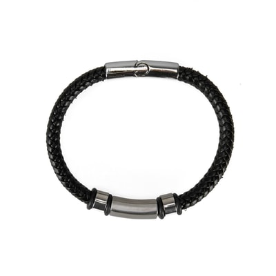 Erkek Deri Çelik Figürlü Bileklik