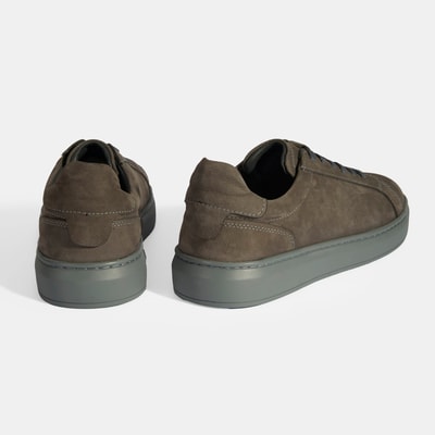 Erkek Gri Bağcıklı Nubuk Deri Günlük Ayakkabı