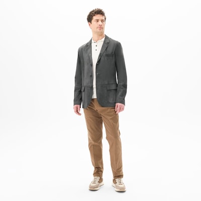 Erkek Gri Süet Blazer Ceket