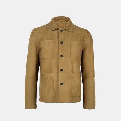 Erkek Hardal Gömlek Yaka Nubuk Ceket