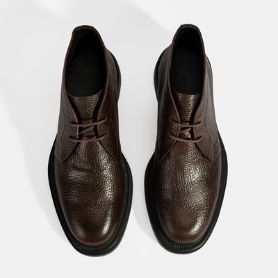 Erkek Kahve Bağcıklı Deri Bot