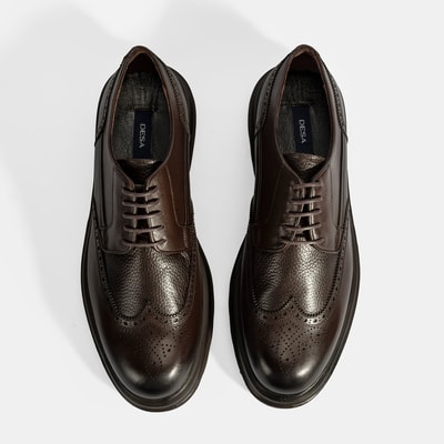 Erkek Kahve Bağcıklı Deri Günlük Ayakkabı