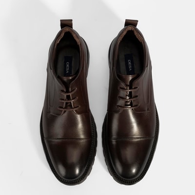 Erkek Kahve Bağcıklı Deri Günlük Ayakkabı