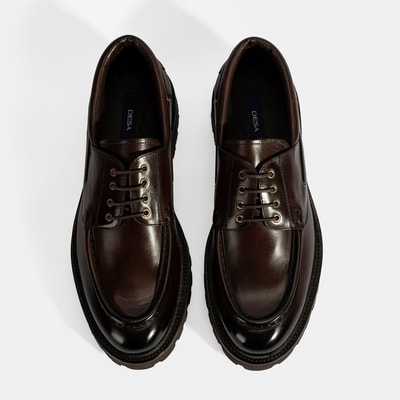 Erkek Kahve Bağcıklı Deri Günlük Ayakkabı