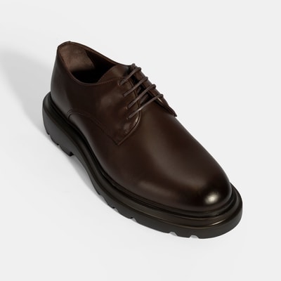Erkek Kahve Bağcıklı Deri Klasik Ayakkabı