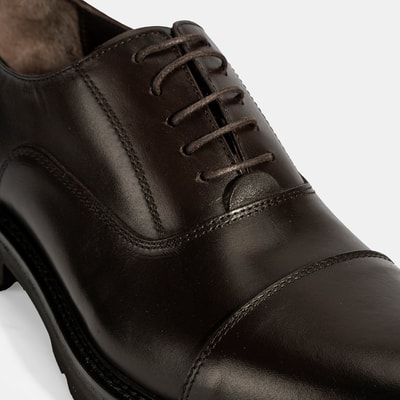 Erkek Kahve Bağcıklı Deri Klasik Ayakkabı