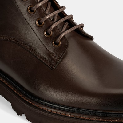 Erkek Kahve Bağcıklı Deri Postal Bot