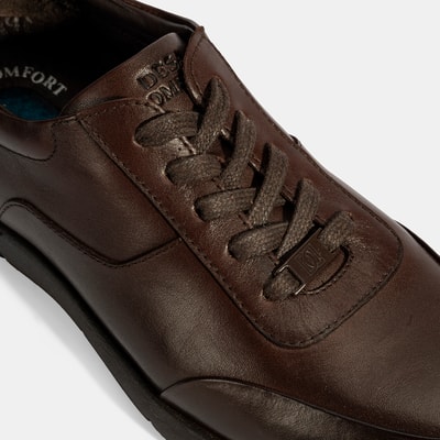 Erkek Kahve Bağcıklı Günlük Deri Ayakkabı