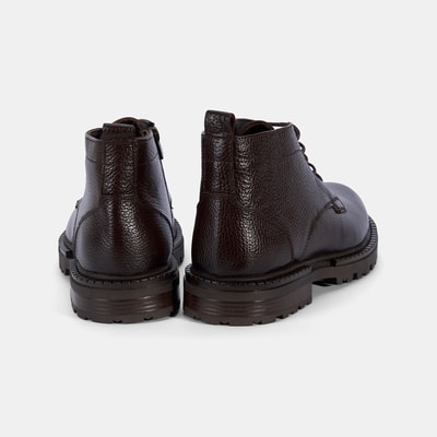 Erkek Kahve Bağcıklı Kalın Tabanlı Deri Postal Bot