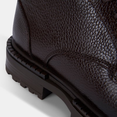 Erkek Kahve Bağcıklı Kalın Tabanlı Deri Postal Bot