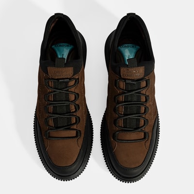 Erkek Kahve Bağcıklı Nubuk Deri Günlük Ayakkabı