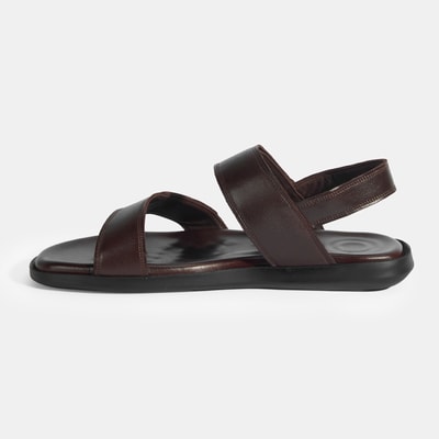 Erkek Kahve Cırt Detaylı Deri Sandalet