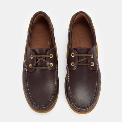 Erkek Kahve Deri Tekne Günlük Ayakkabı