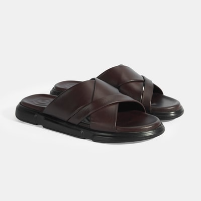 Erkek Kahve Deri Terlik