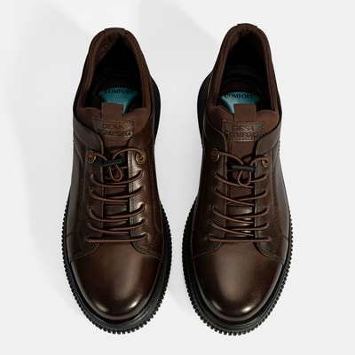 Erkek Kahve DesaComfort Bağcıklı Deri Günlük Ayakkabı