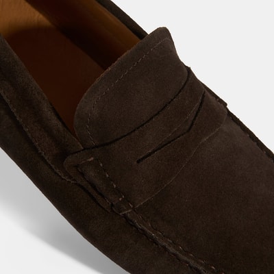 Erkek Kahve Slip-On Süet Loafer