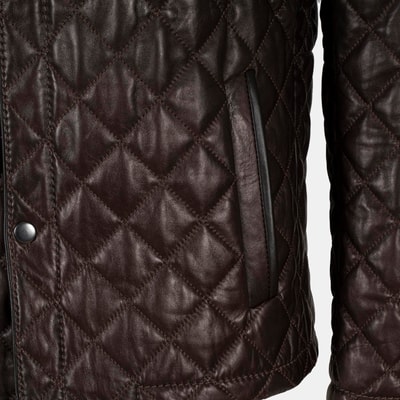 Erkek Koyu Kahve Kapitone Deri Ceket