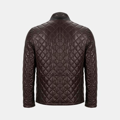 Erkek Koyu Kahve Kapitone Deri Ceket