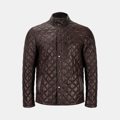 Erkek Koyu Kahve Kapitone Deri Ceket