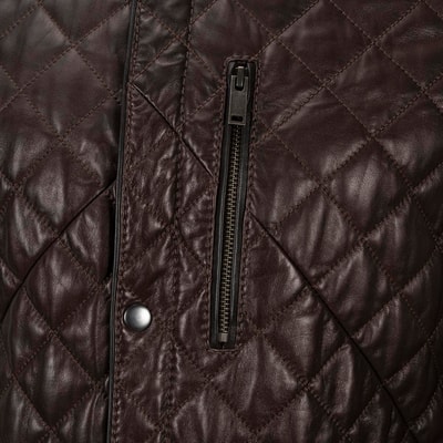 Erkek Koyu Kahve Kapitone Deri Ceket