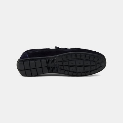 Erkek Lacivert Bağcık Detaylı Süet Loafer