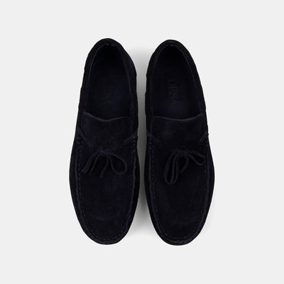 Erkek Lacivert Bağcık Detaylı Süet Loafer