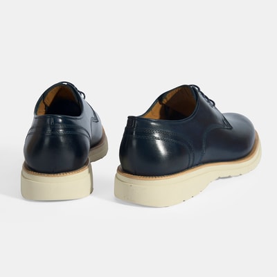 Erkek Lacivert Bağcıklı Deri Günlük Ayakkabı