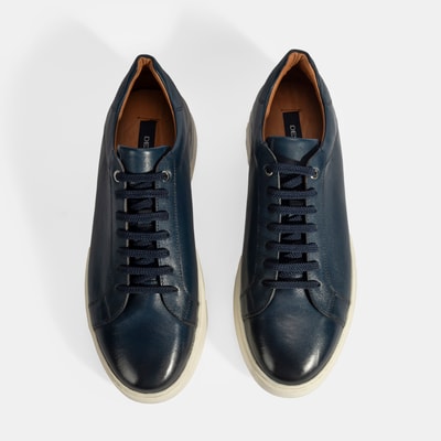 Erkek Lacivert Bağcıklı Deri Günlük Ayakkabı