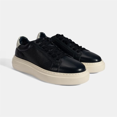 Erkek Lacivert Bağcıklı Deri Günlük Ayakkabı