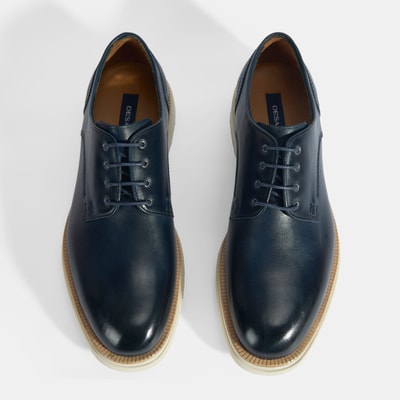 Erkek Lacivert Bağcıklı Deri Günlük Ayakkabı