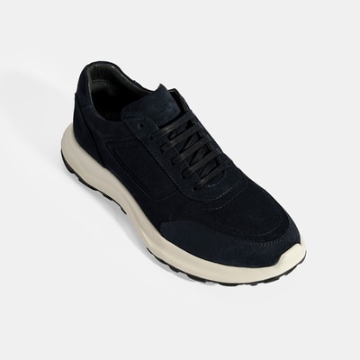 Erkek Lacivert Bağcıklı Süet Spor Ayakkabı