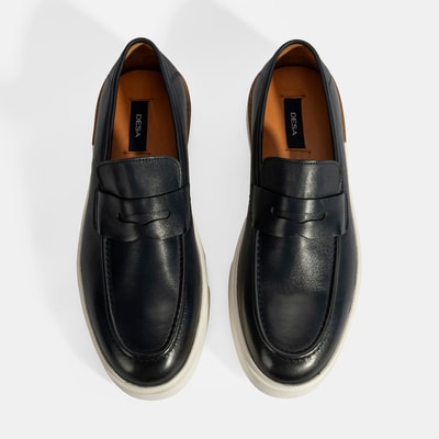 Erkek Lacivert Deri Loafer