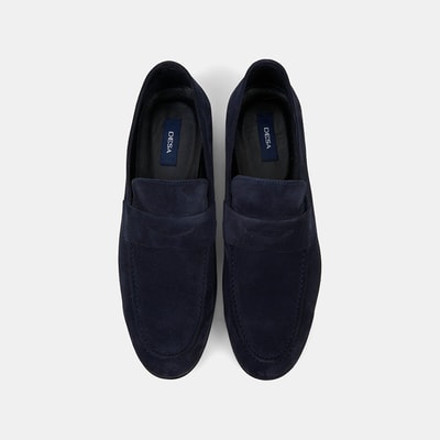 Erkek Lacivert Klasik Süet Loafer