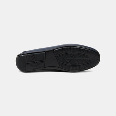 Erkek Lacivert Metal Detaylı Deri Loafer