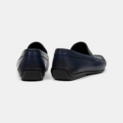 Erkek Lacivert Püskül Detaylı Deri Loafer