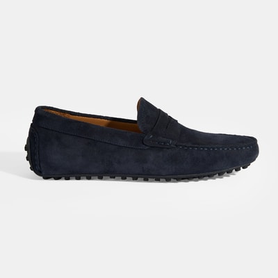 Erkek Lacivert Slip-On Süet Loafer